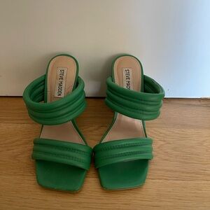 Steve Madden Green Padded Double-Strap Slide Heels